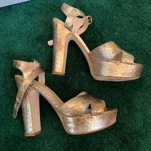 Metallic platform sandals, Italian Designer